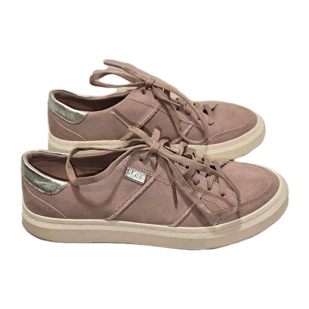 👟 UGG Alameda Low Pink Suede Platform Lace Up Sneakers Women's 8 EUC